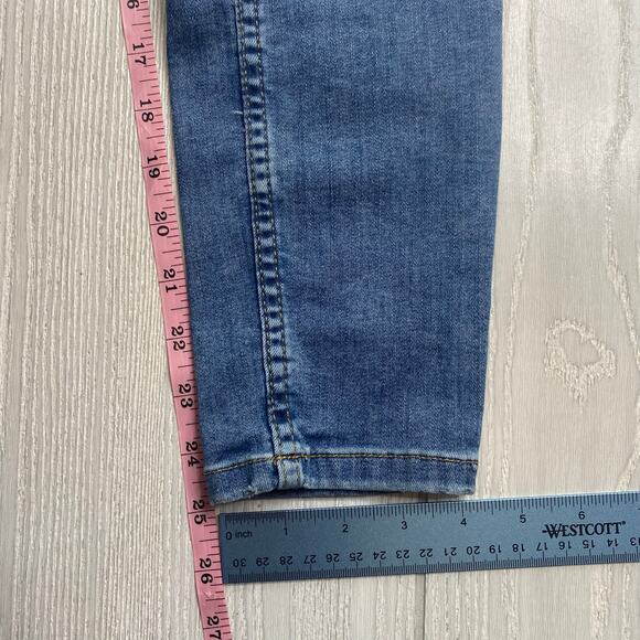 Free People Women's Denim Blue Busted Knee Skinny Jeans Size 26 - Picture 5 of 10